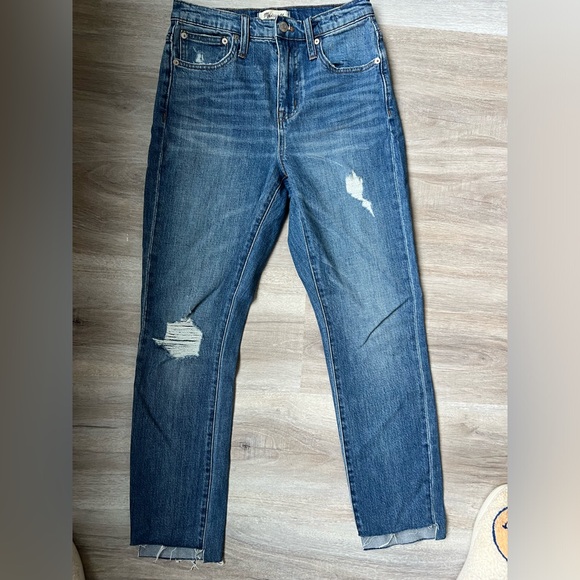 Madewell Denim - BNWOT Dark Wash Madewell High-Rise Distressed Slim Boyfriend Jean